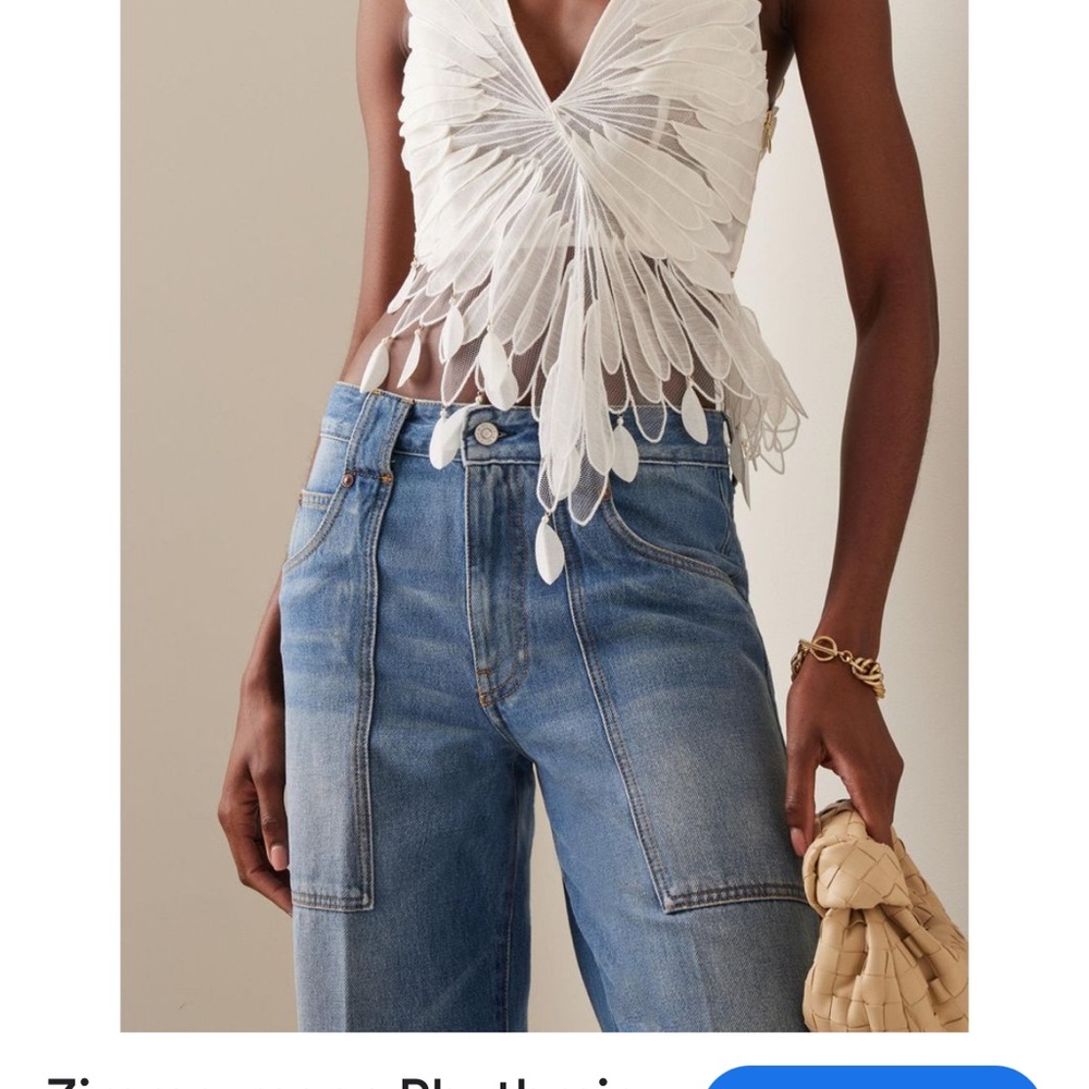 Zimmermann Ivory Sheer Feather Detail Top